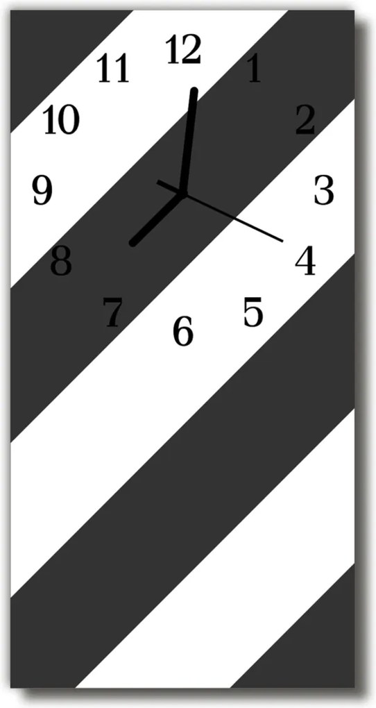 Sklenené hodiny vertikálne  Umenie Čierne biele pruhy