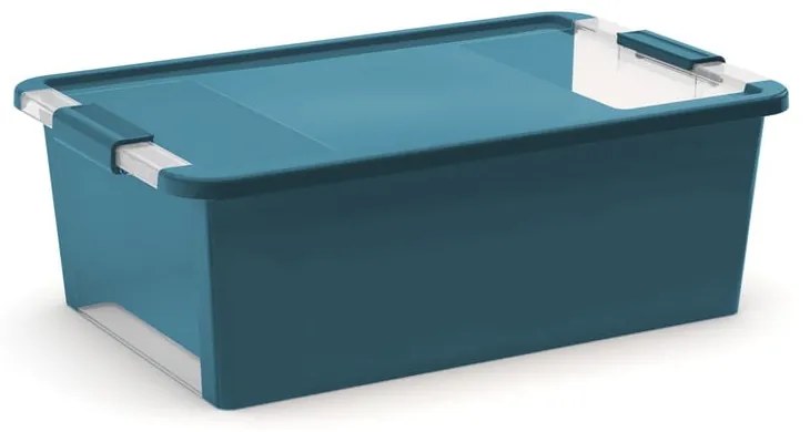 Plastový úložný box s vekom v petrolejovej farbe 55x35x19 cm Bi-Box – KIS