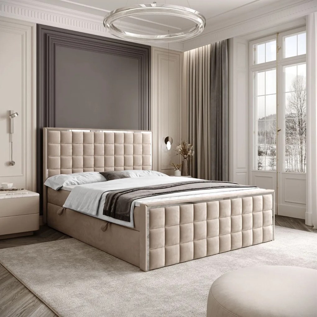 VYSOKÁ ČALÚNENÁ POSTEĽ NOEMI SILVER 160X200 ROYAL VELVET 170