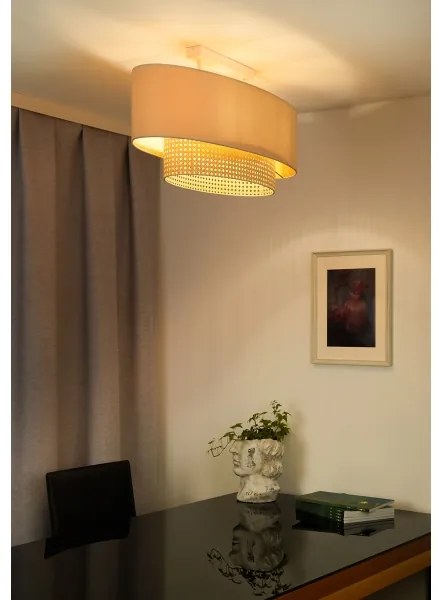 Duolla - Prisadený luster DOUBLE OVAL RATTAN 2xE27/15W/230V krémová/ratan
