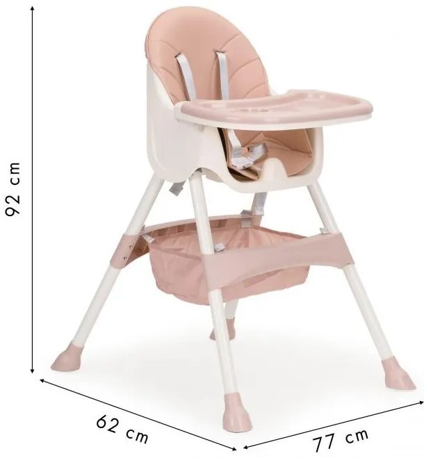 ECOTOYS Detská jedálenská stolička 2v1 Rose