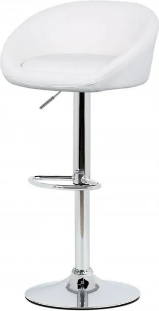 Barová stolička AUB-445 ekokoža / chróm Autronic Biela