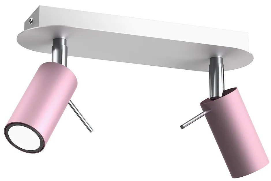 Bodové svietidlo Preston, 2x ružové kovové tienidlo, w/ch