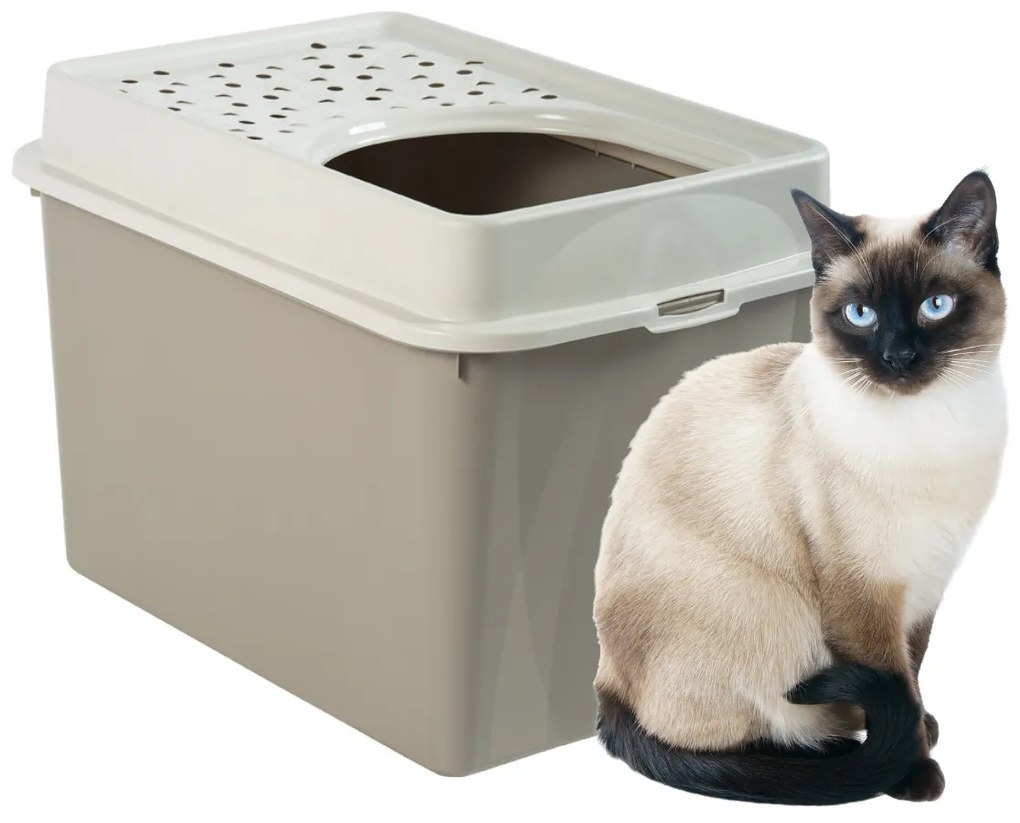 Rotho Mačacia toaleta, záchod pre mačky s horným vstupom, béžová BERTA