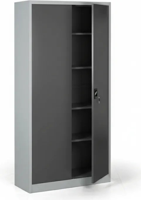 Kovová spisová skriňa, demontovaná, 4 police, 950 x 1950 x 400 mm, tmavo sivá