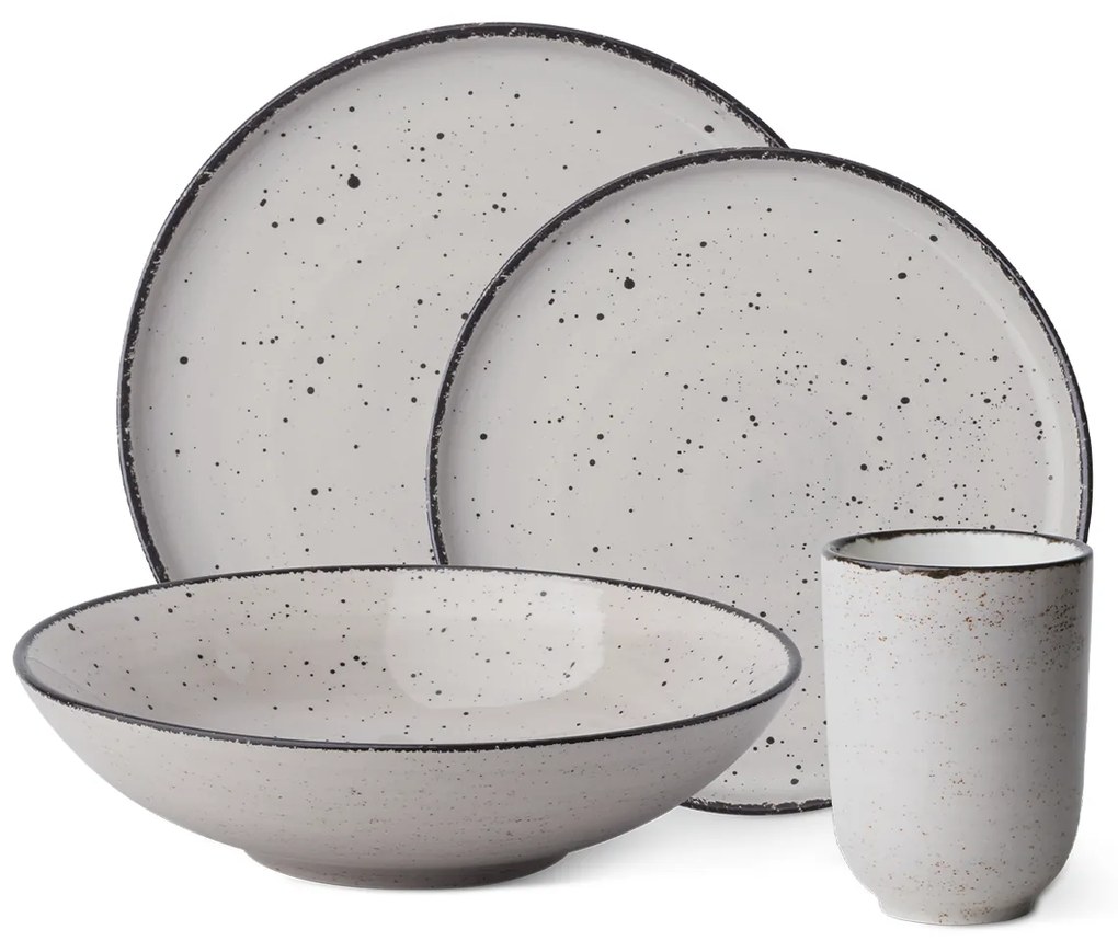 Porcelánový set 16 ks – Gaya Atelier sivé fŕkané - 453096