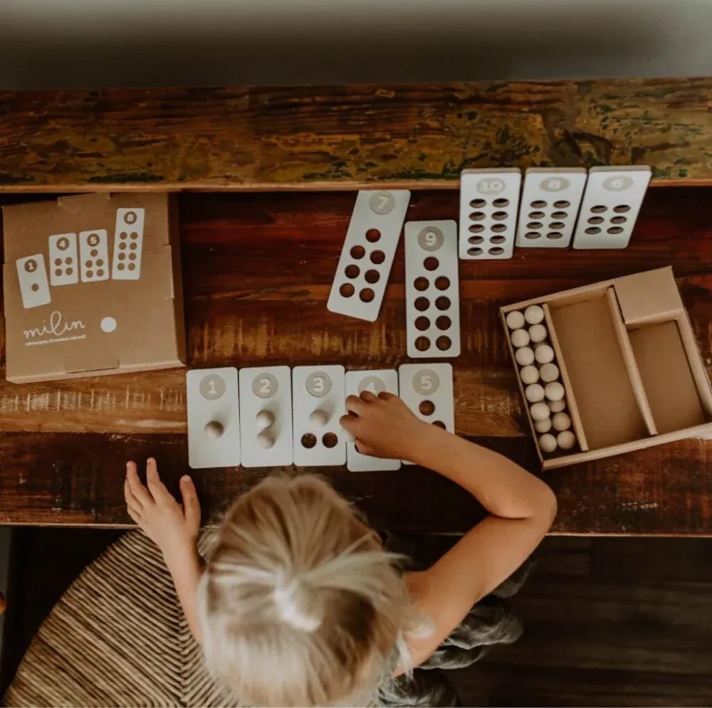 Čísla - drevené guličky