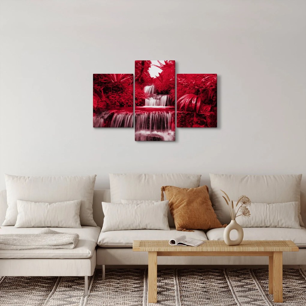 Obraz - Indonézske vodopády v červenej (90x60 cm)