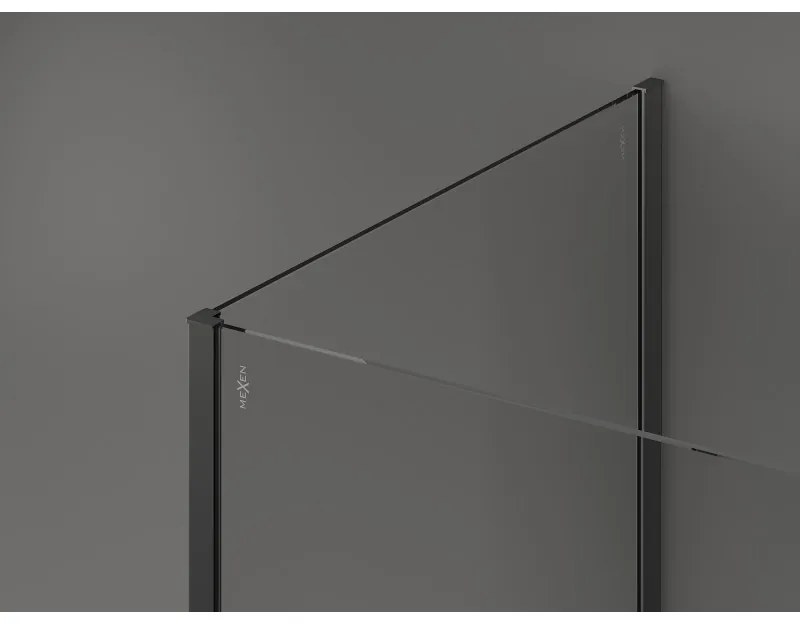 Mexen Kioto, 3-stenová sprchová zástena Walk-In Walk-in 115 x 110 x 40 cm, 8mm číre sklo, grafitový profil, 800-115-110-221-95-00-040