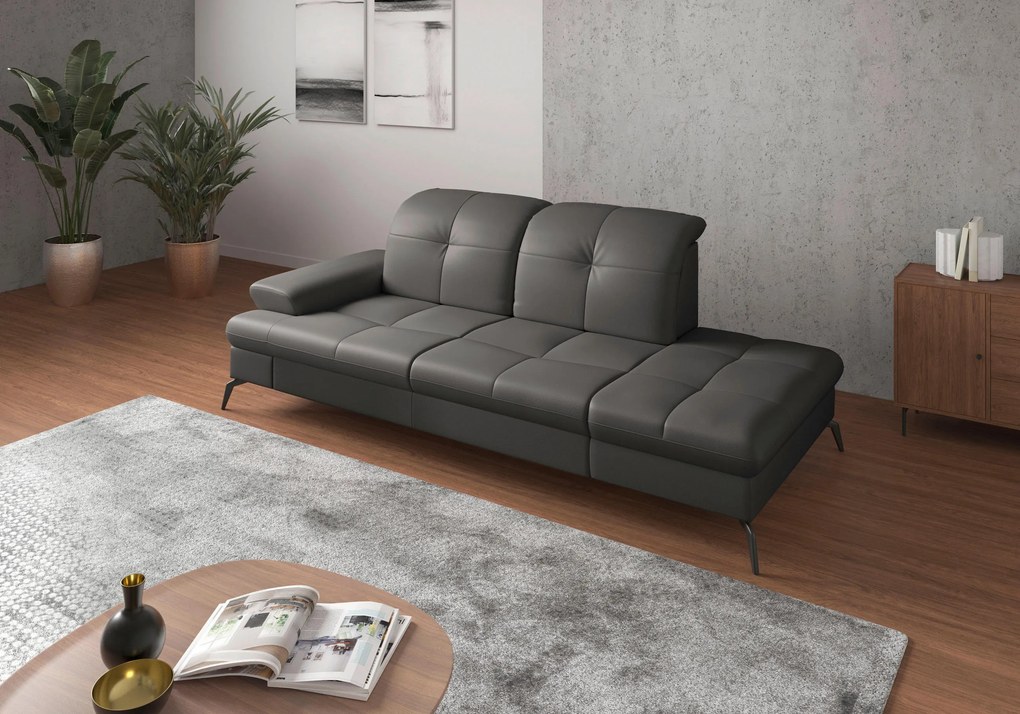 XXXLutz LEŇOŠKA, textil, koža, antracitová Sit & More - Online Only obývacie izby - 00014401177T