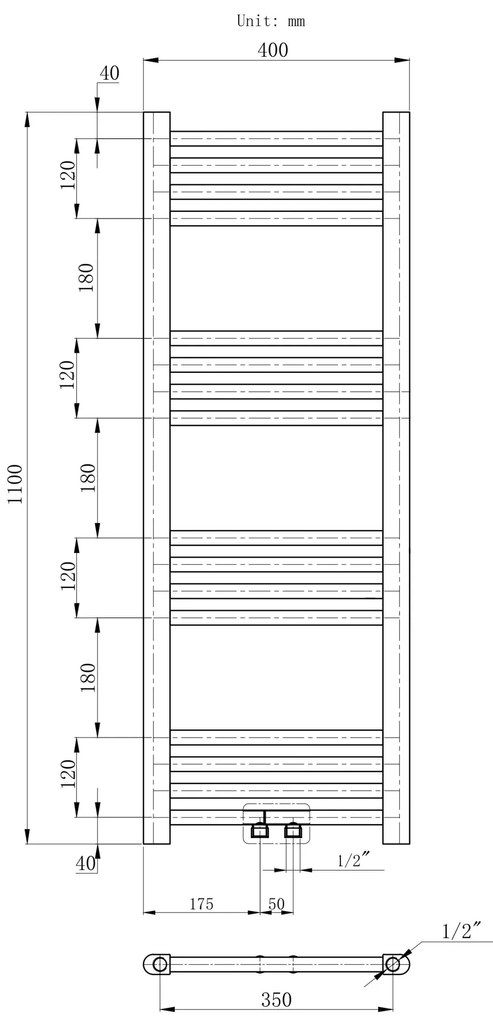 Erga Simple, vykurovacie teleso 1100x400 mm, 372 W, biela, ERG-LAV-SIMP-11040-WH