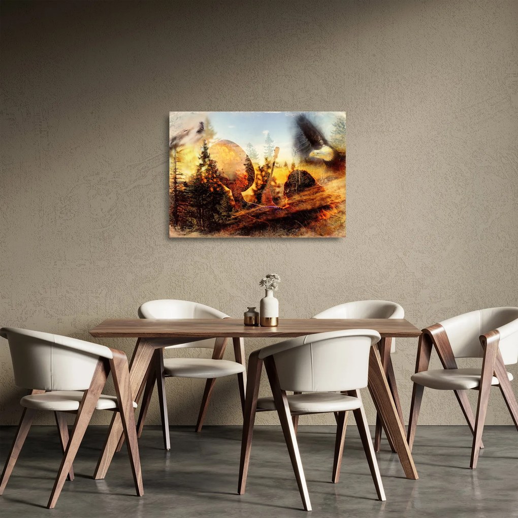Sklenený obraz - Šamanský motív (70x50 cm)