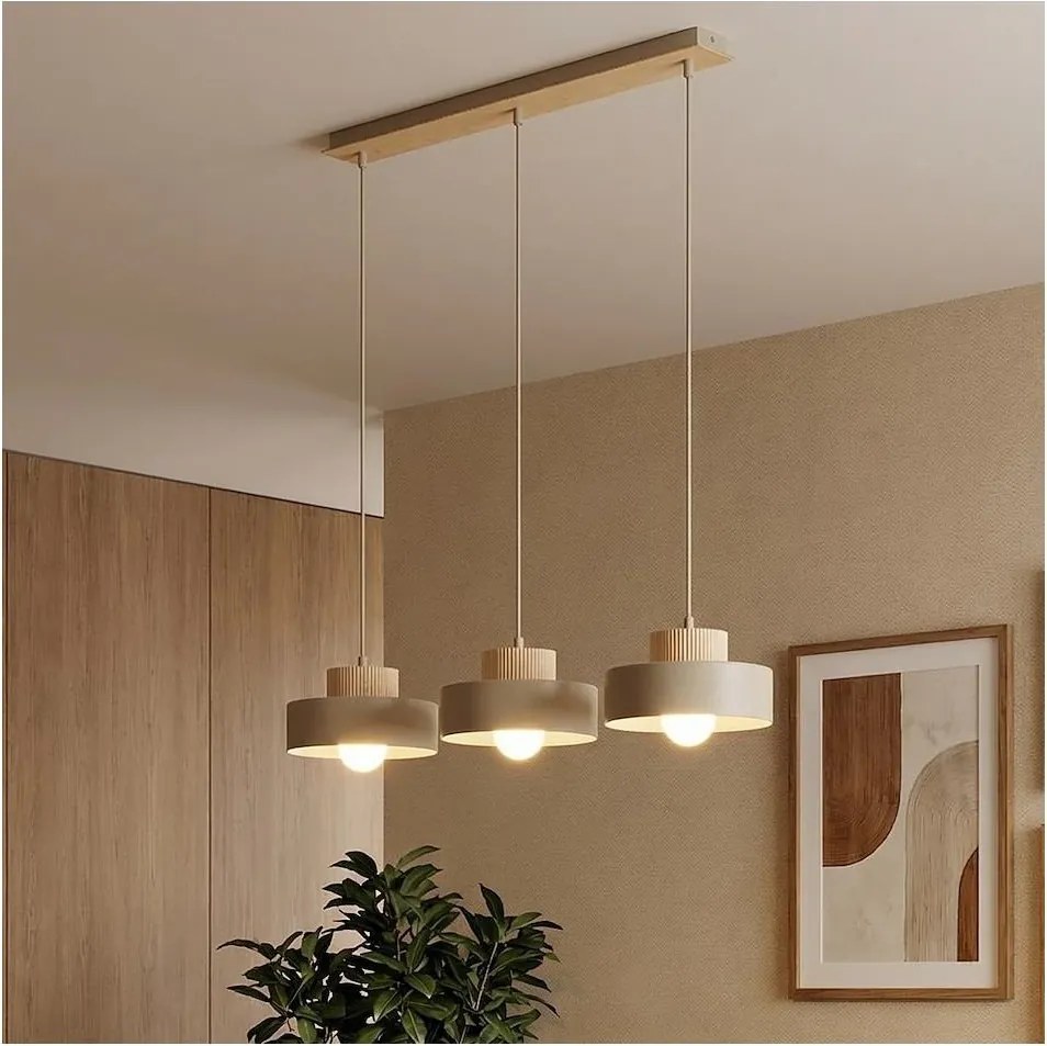 Závesný luster na lanku KIVI 3xE27/15W/230V béžový