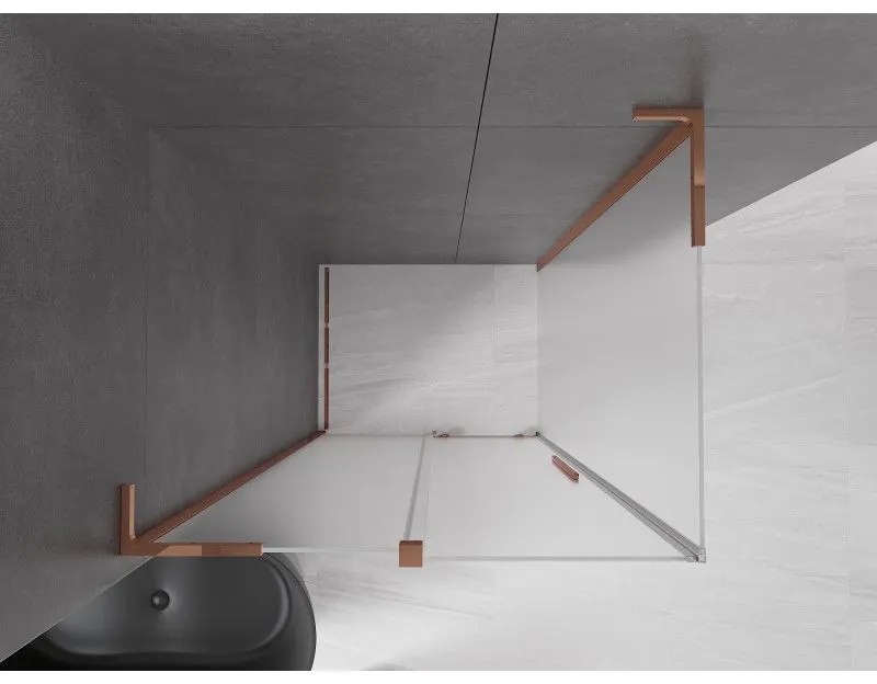 Mexen Velar L, sprchový kút s posuvnými dverami 120 x 80 cm, 8mm sklo námraza, ružové zlato, 871-120-080-33-60