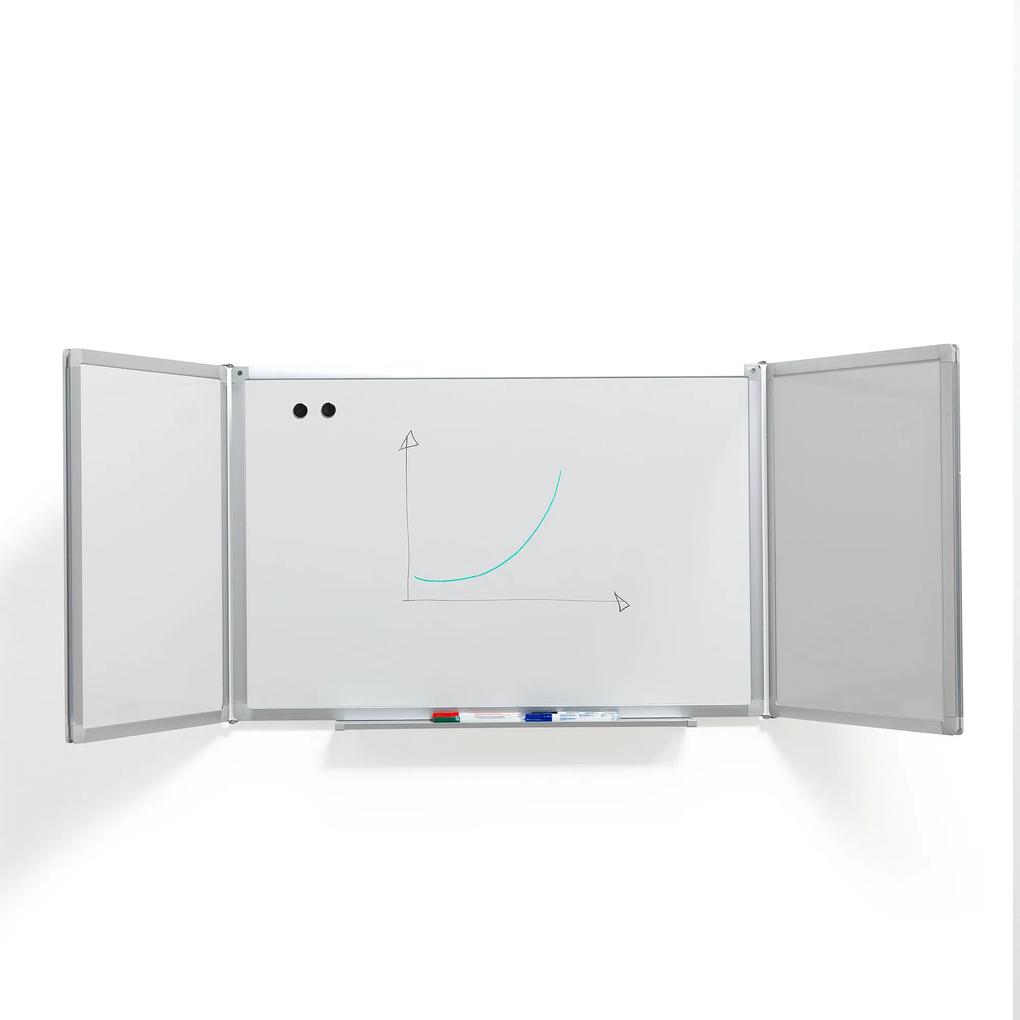 Biela magnetická tabuľa Tracey, trojdielna, 1800x600 mm