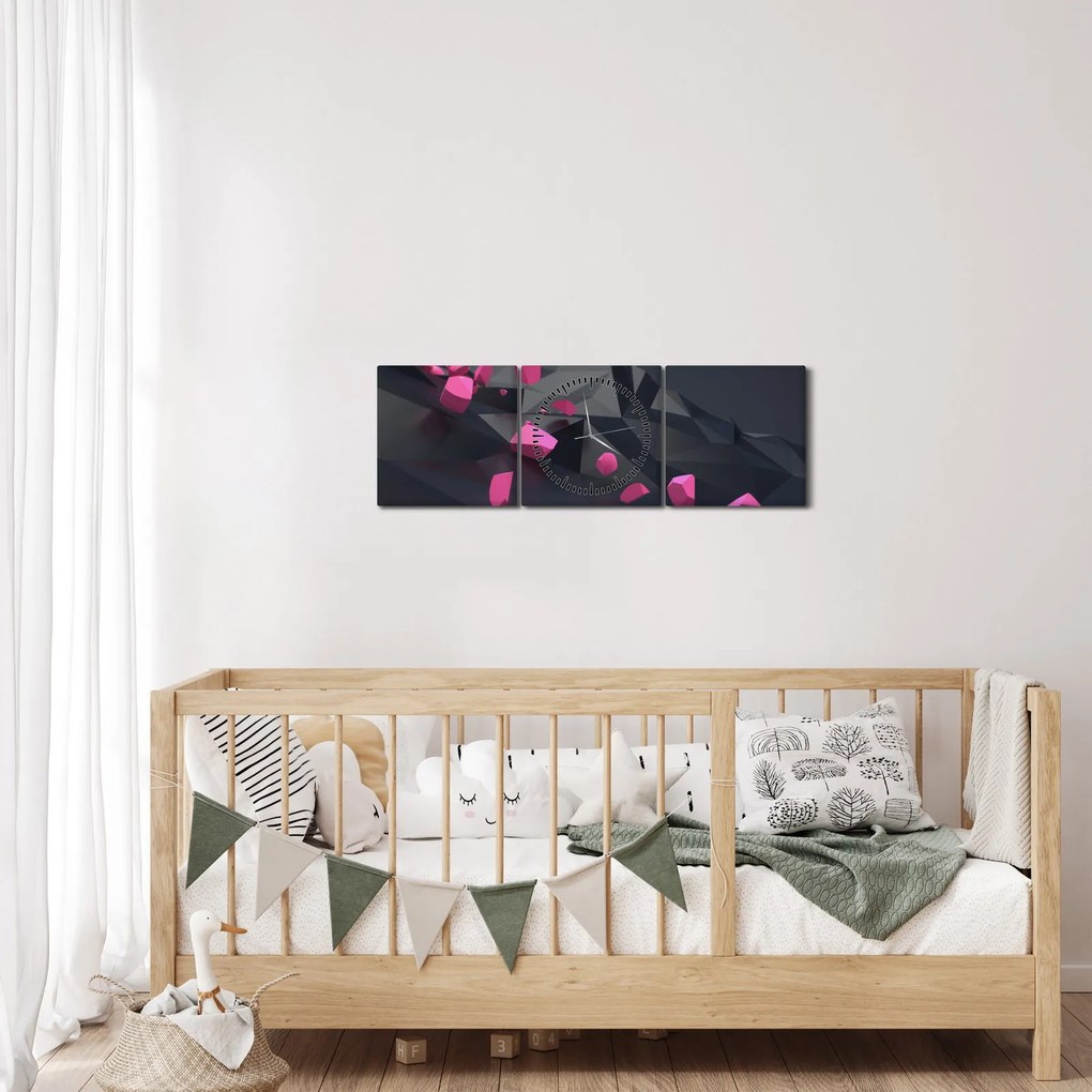 Obraz 3D abstrakcie (s hodinami) (90x30 cm)