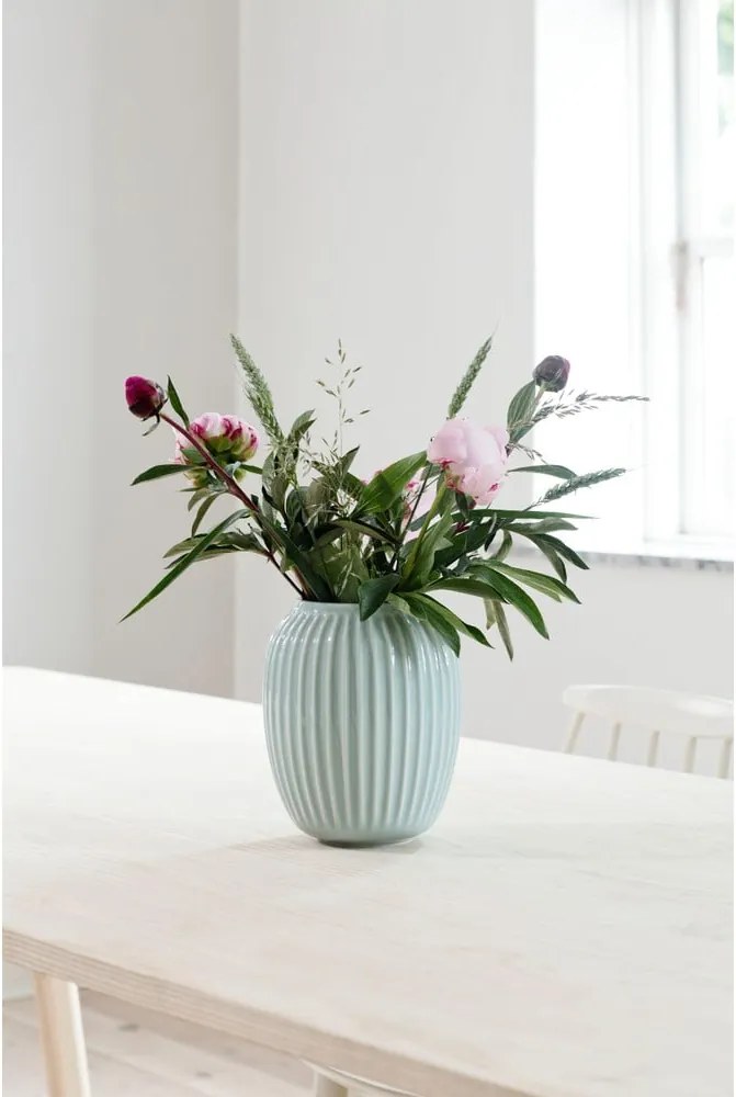 Mentolovomodrá kameninová váza Kähler Design Hammershoi, výška 20 cm