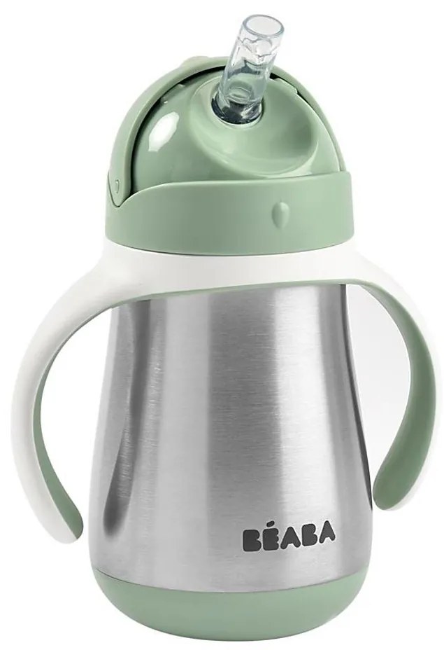 Beaba - Termoizolačný hrnček so slamkou 250 ml zelená