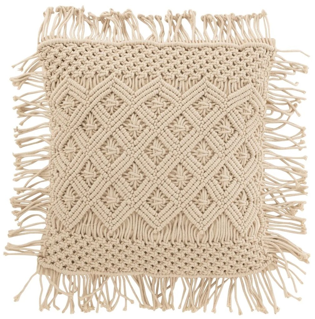 Béžový vankúš s drhaným vzorom Macramé Cosy - 50*12*50 cm