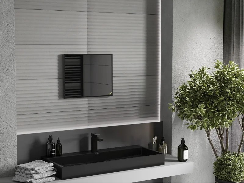 Mexen Loft obdĺžnikové kúpeľňové zrkadlo 50 x 40 cm, čierny rám - 9852-050-040-000-70