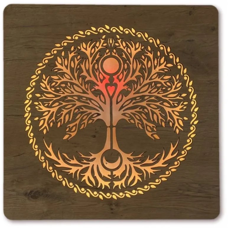 Obraz strom Život s led podsvietením na batériu