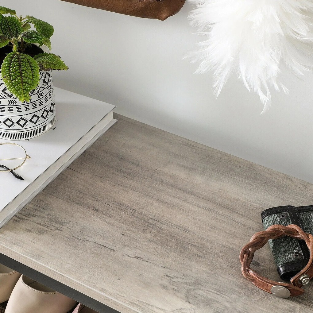 Stojan na topánky, botník so 4 sieťovými policami, čierny a greige