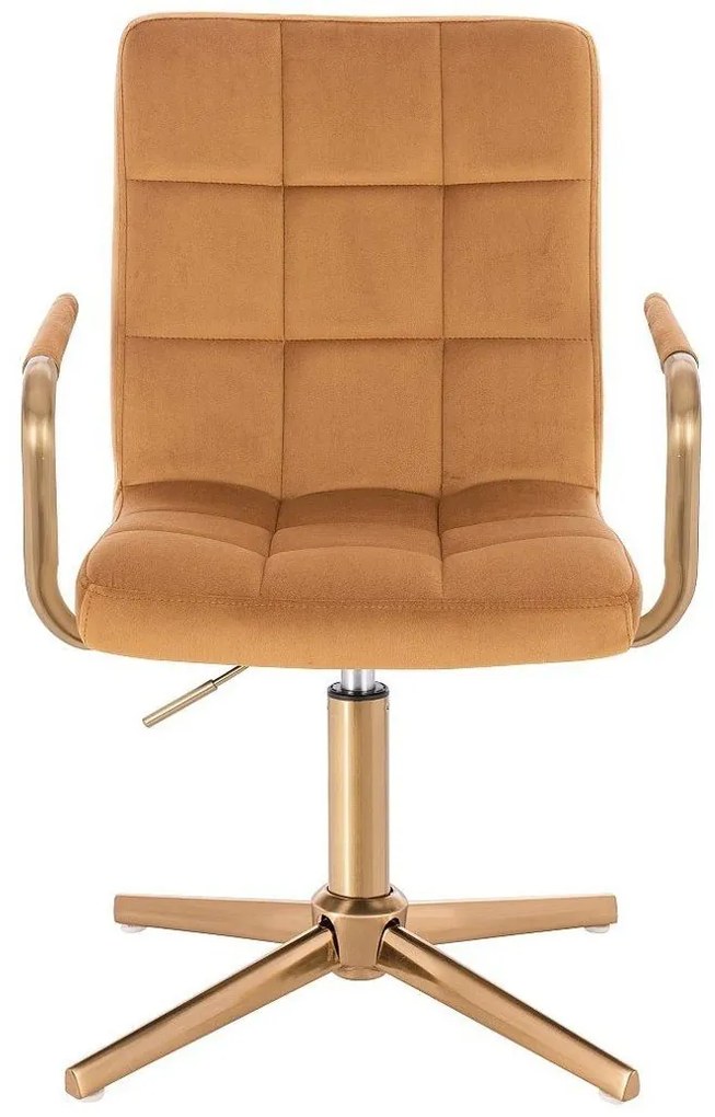 LuxuryForm DESIGN Stolička VERONA GOLD VELUR na zlatom kríži - hnedá