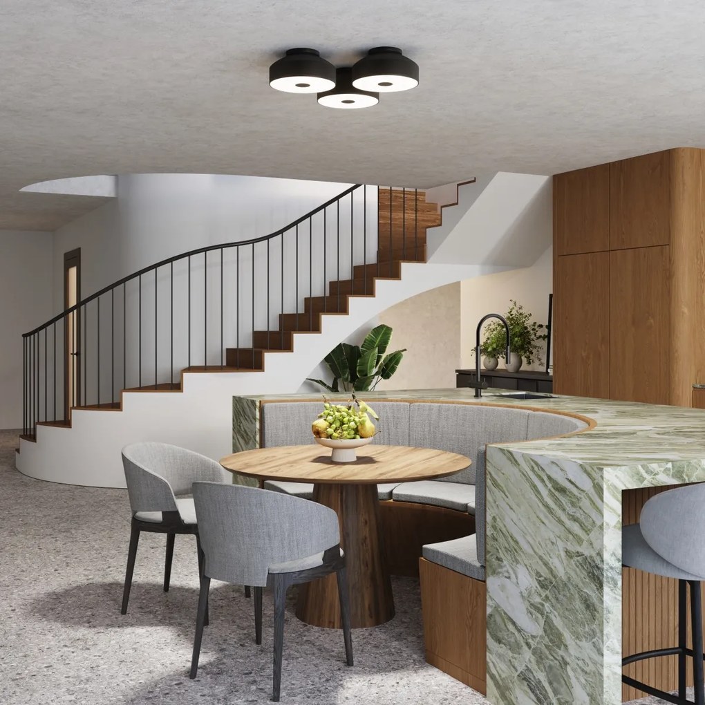 Stropné svietidlo Omiq, 1x čierne kovové tienidlo, (biely plast), (fi 30 cm)