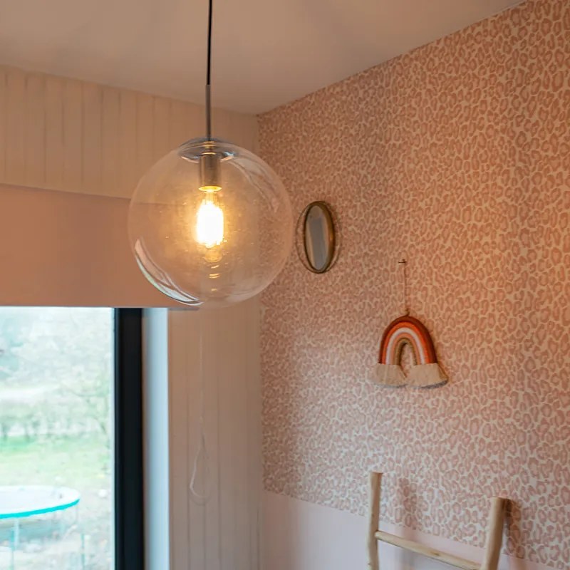 Skandiánske závesné svietidlo chrómové s čírym sklom - Ball 30