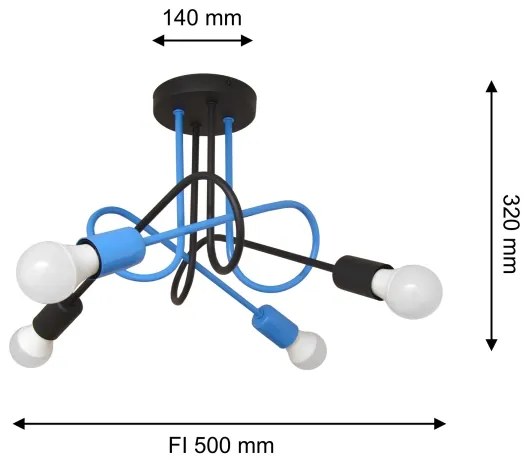 Prisadený luster OXFORD 4xE27/15W/230V čierna/modrá