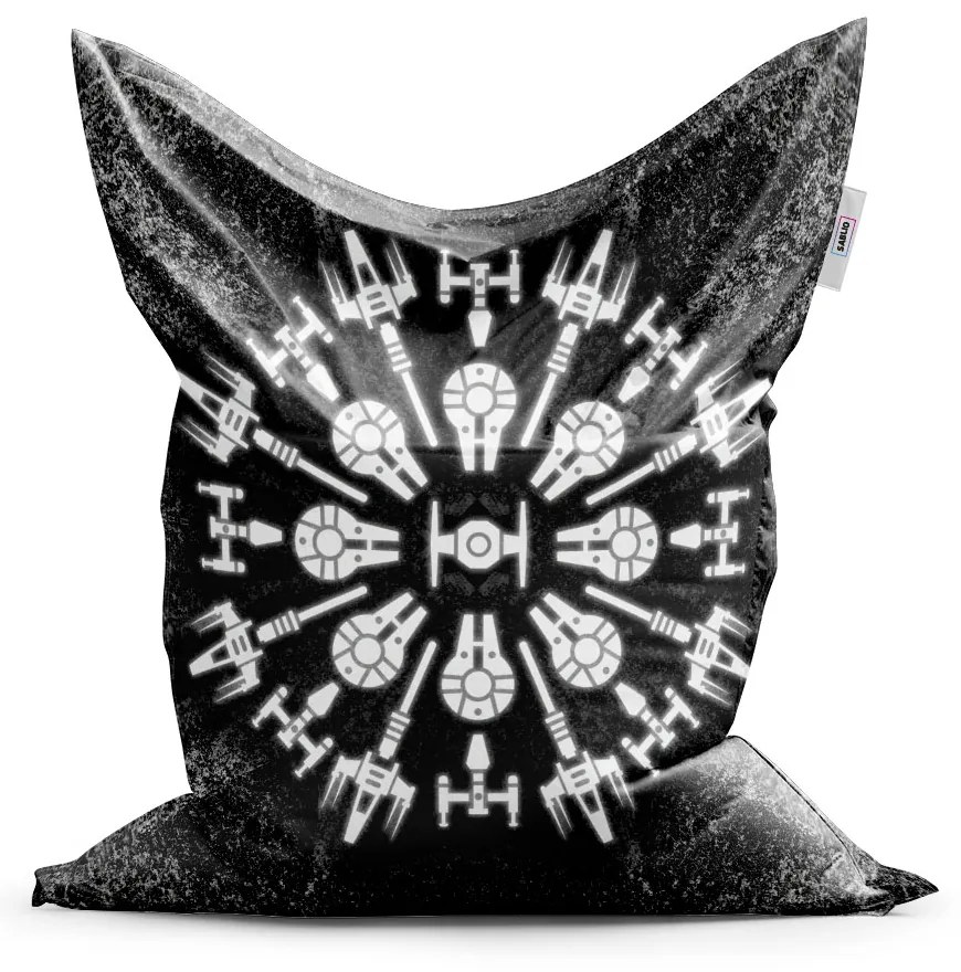 Sablio Sedací vak Star Wars Vesmírne lode na šedom abstrakte - 150x100 cm