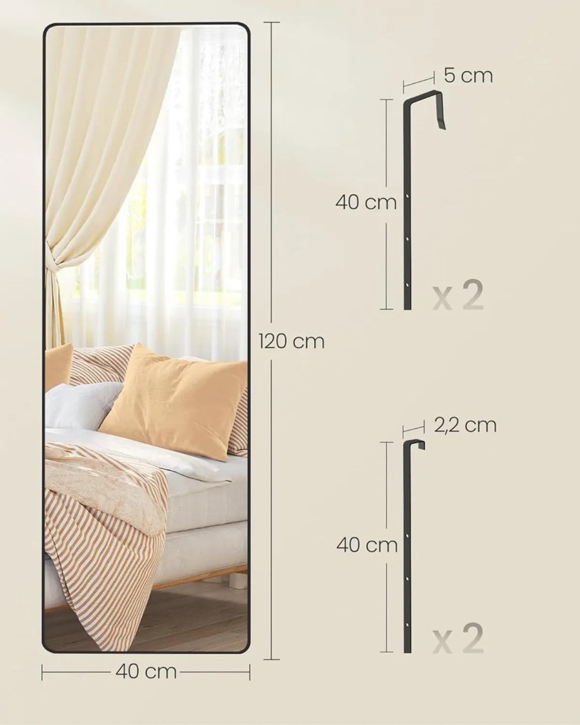 Závesné zrkadlo Layla 120 cm čierne