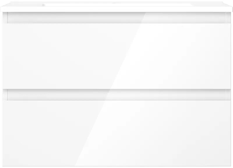 Mexen Orio, kúpeľňová skrinka 70 cm s umývadlom Otis, 2 zásuvky, biela lesklá, 91A10-07047-2-BFF00-W18M00