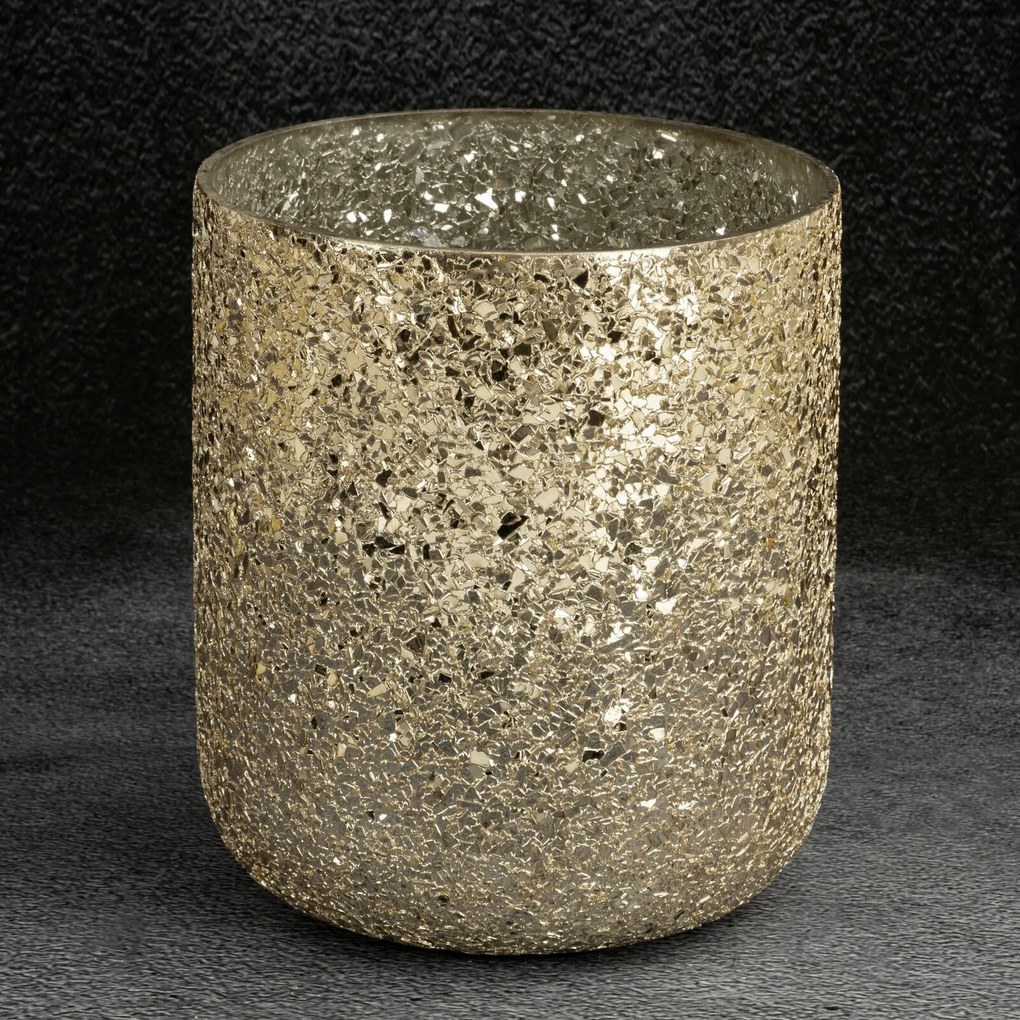 SKLENENÝ KVETINÁČ MELIA 20X17 CM ZLATÁ