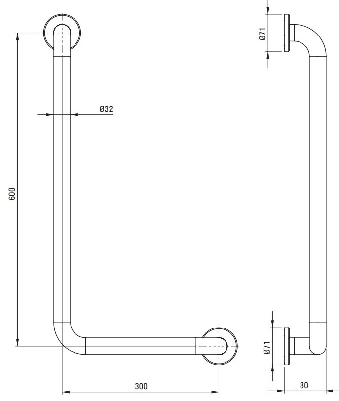 Deante, nástenný držiak 371x671 mm, ľavý, chrómová, DEA-NIL_0L1D