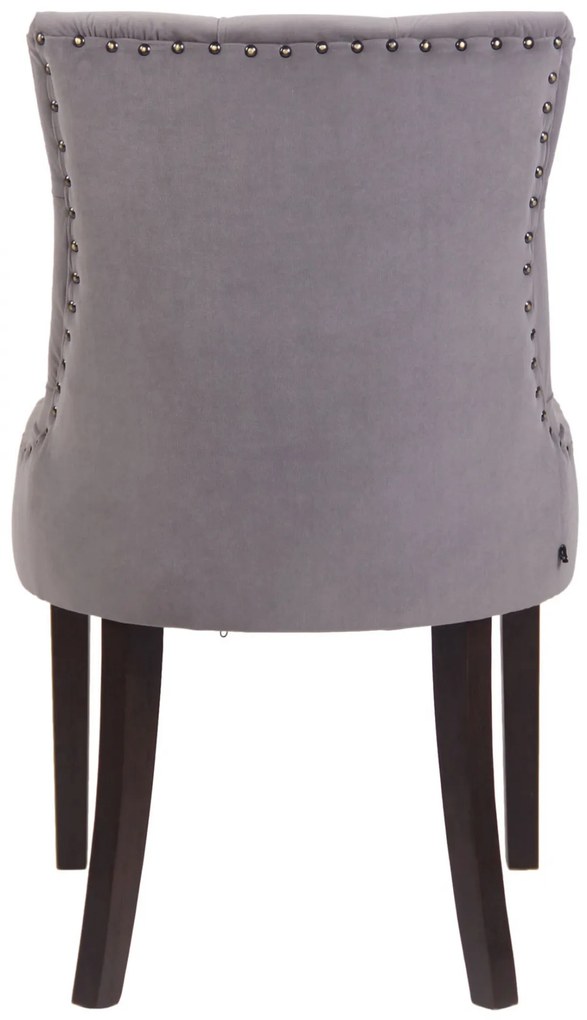 Jedálenská stolička Aberdeen - zamat, drevené nohy antik tmavé - Sivá