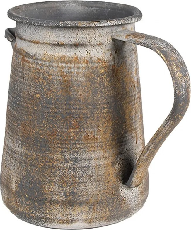 Šedý antik plechový dekoračný džbánok - 20*12*16 cm