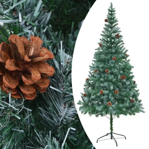 vidaXL Umelý vianočný stromček so šiškami 210 cm-