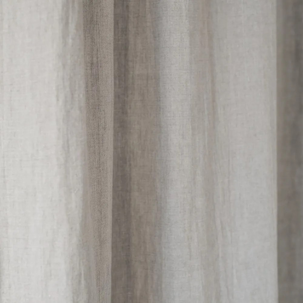 Béžový ľanový záves s tunelom Linen Tales Night Time, 250 x 140 cm