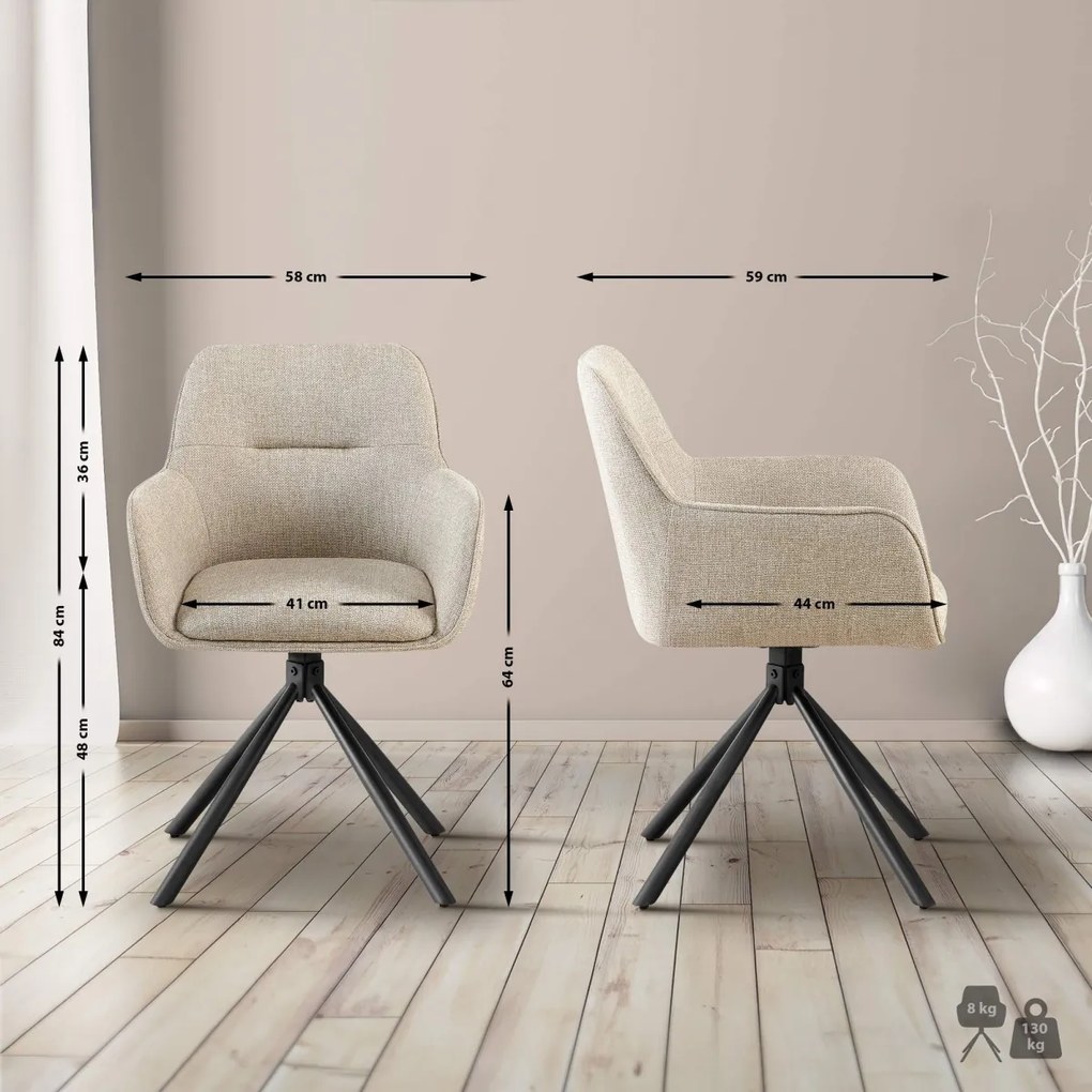 Stolička Tipton, látka - taupe