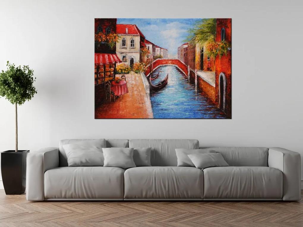 Gario Ručne maľovaný obraz Pokojná ulica v Benátkach Rozmery: 120 x 80 cm