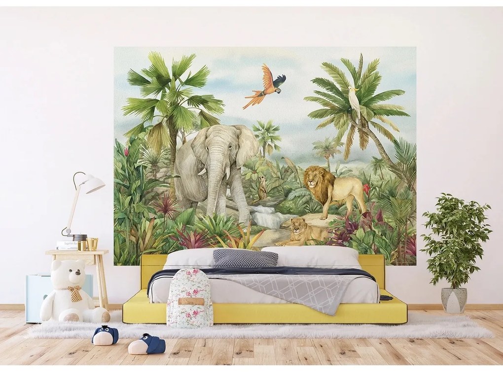 Detská fototapeta Colourful Jungle 252 x 182 cm, 4 diely