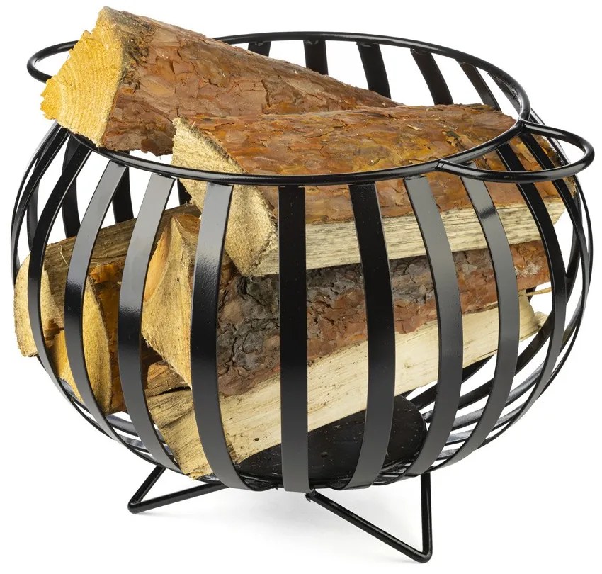 Kovový kôš na drevo Globe1, 46x35 cm, čierna