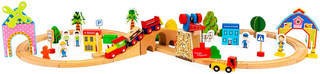 ECOTOYS Drevená vláčiková dráha 74 dielov