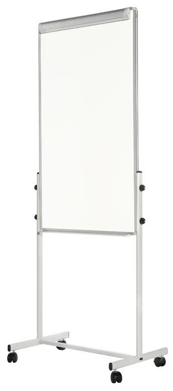 Mobilná kombinovaná tabuľa, biela magnetická/sivá textilná, 700x1200 mm