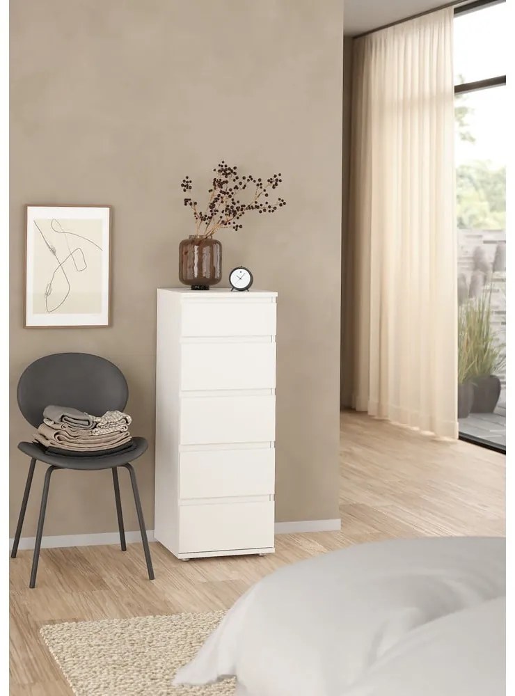 Biela vysoká komoda 40x107 cm Nova – Tvilum