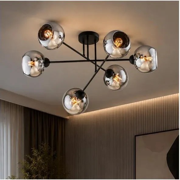 Brilagi - Prisadený luster DIOR 6xE27/60W/230V čierna/dymovo šedá