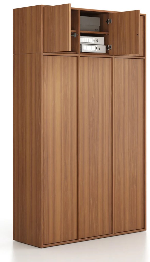 Nadstavba pre skrine FRAME, 3x dvere, 1299 x 450 x 427 mm, PUSH-lock, orech