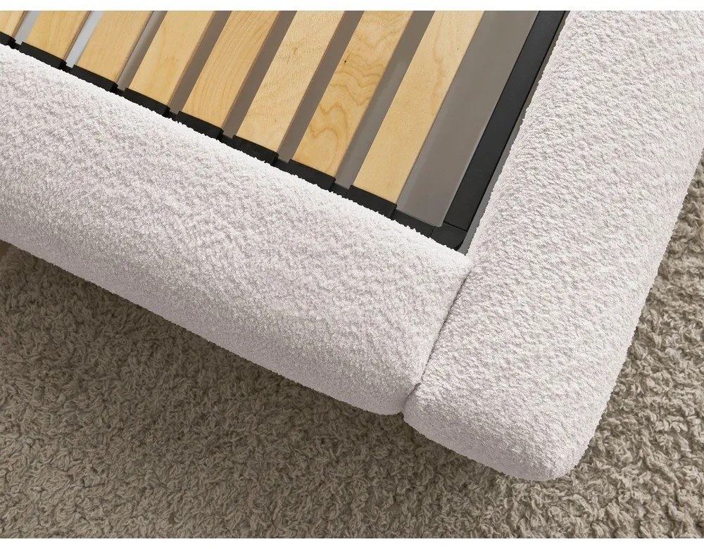 Biela čalúnená dvojlôžková posteľ s úložným priestorom s roštom 160x200 cm Orlane – Bobochic Paris