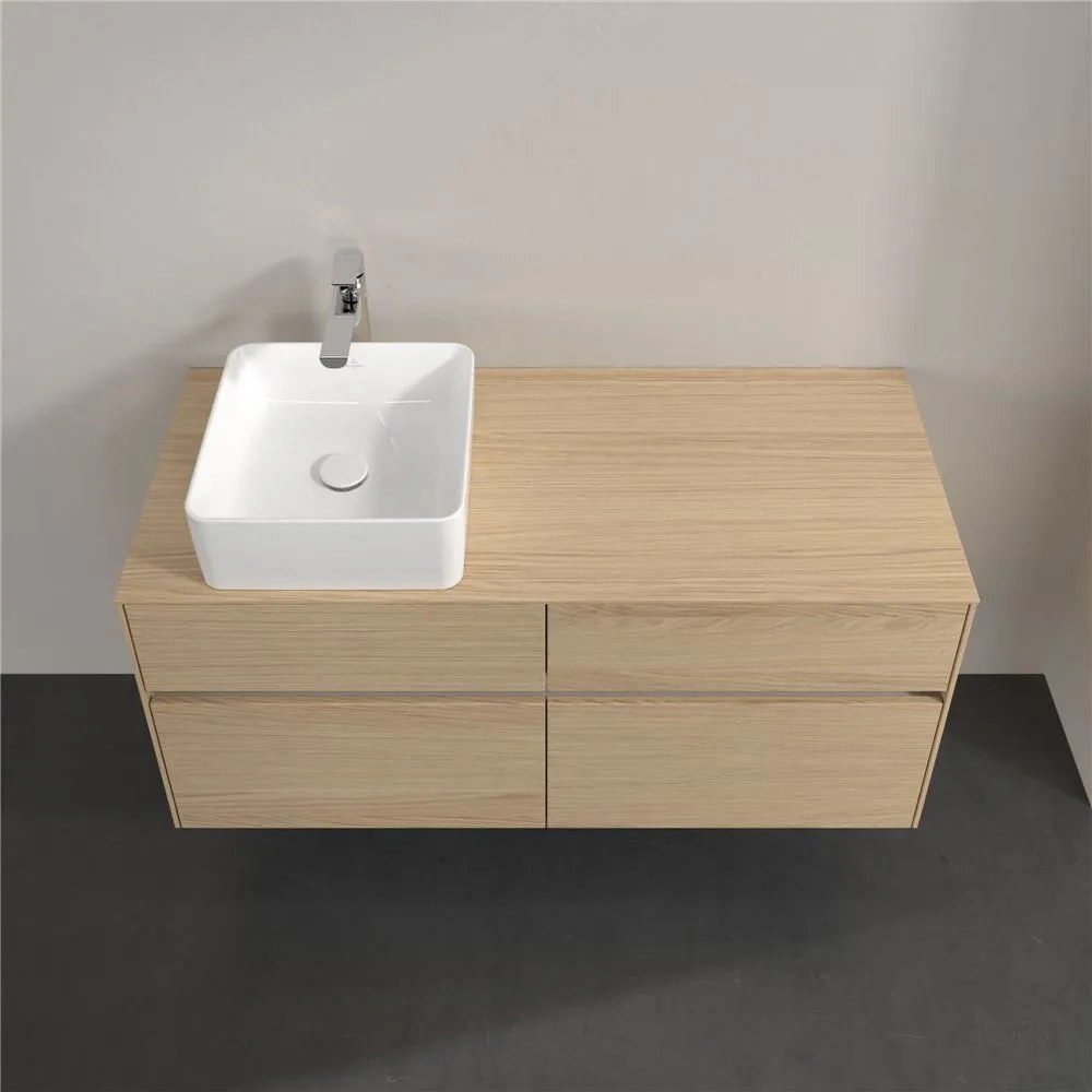 VILLEROY &amp; BOCH Collaro závesná skrinka pod umývadlo na dosku (umývadlo vľavo), 4 zásuvky, s LED osvetlením, 1200 x 500 x 548 mm, Nordic Oak, C042B0VJ